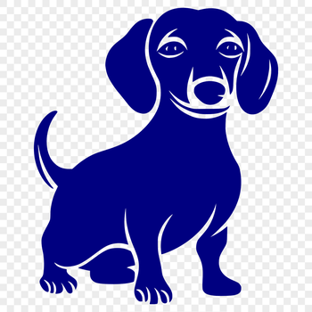 A full-body illustration of a standing dachshund dog.