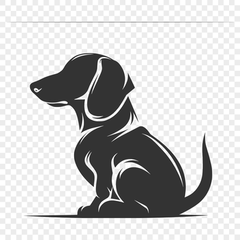 Illustrative drawing of a sitting dachshund dog in full body pose.