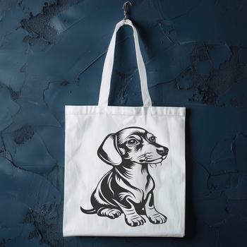 An SVG vector design featuring a dachshund in a seated position.