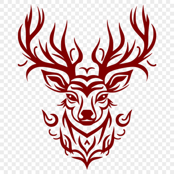 Ornate illustration of a deer's head in vector format.