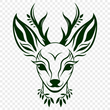 An ornate vector design of a deer's profile, suitable for various applications.