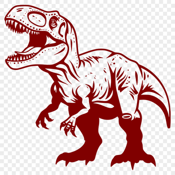 A prehistoric T Rex dinosaur standing upright with its body fully visible.