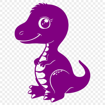 A prehistoric dinosaur illustration featuring a full-body view of a baby T Rex in a dynamic pose.