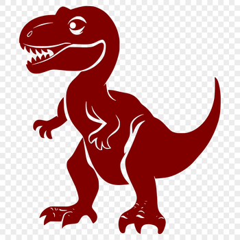 Full body illustration of a baby T Rex dinosaur in prehistoric context