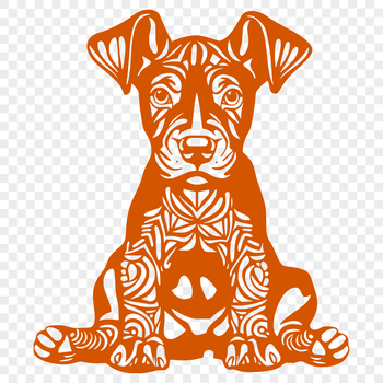 A detailed illustration of a sitting Doberman Pinscher in full body view, showcasing its breed characteristics.