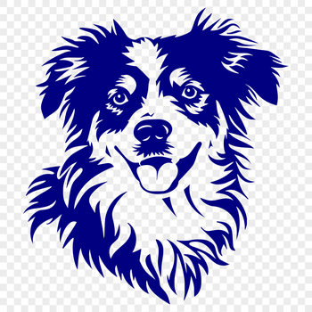 A high-quality vector illustration of a dog breed commonly referred to as an Australian Shepherd.