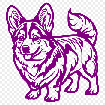 A full-body illustration of a standing Welsh Corgi dog in high-definition vector format.