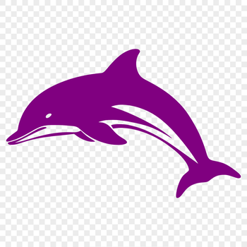 A detailed illustration of a full-body dolphin with smooth curves.