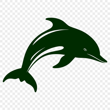 A detailed illustration of a dolphin's full body in outline form, suitable for various design applications.