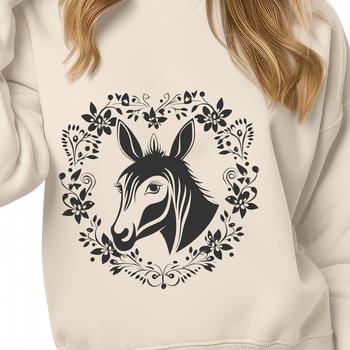 An SVG vector design featuring a detailed illustration of a donkey's face.