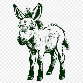 A standing donkey with a full body view, suitable for vector design or cutting machine projects.