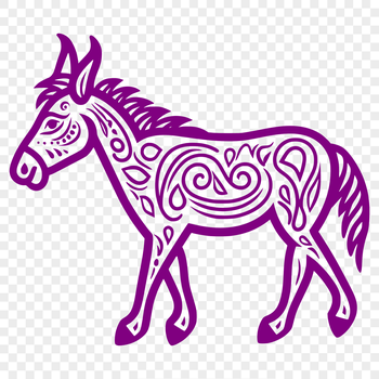 A vector illustration of a standing donkey with ornate details.