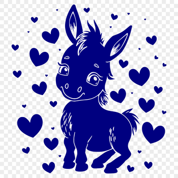 A vector design of a cute animal, a donkey, presented in a full-body format with expressive details.