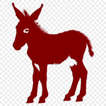 A standing donkey with a full body shape, suitable for vector art and design.