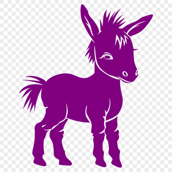 A standing donkey in full body view, depicted as vector art.