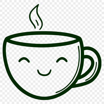 Simple line drawing illustration of a standard coffee cup design.