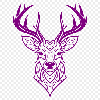 A detailed illustration of a deer's head with intricate design.