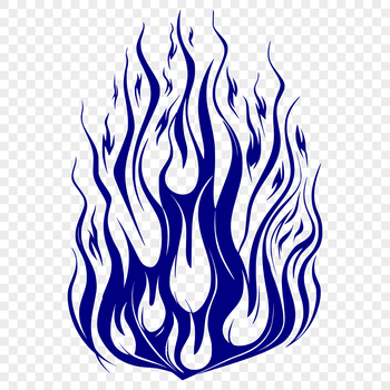 A stylized flame shape made up of swirling flames and sparks in a vector format.