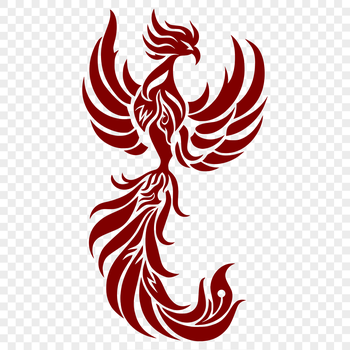 A stylized illustration of a mythical phoenix in full body pose, suitable for vector design and commercial or personal use.