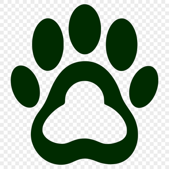 Illustrative animal paw print with detailed lines and shapes.