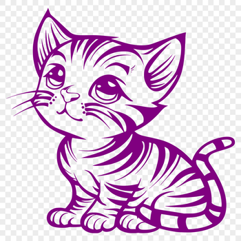 A small domestic cat sits on its haunches, depicted in simple outline form.