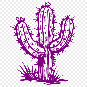 A stylized illustration of a desert plant with sharp spines and waxy stems, suitable for graphic design projects.