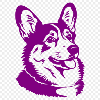 A breed-standard illustration of a Welsh Corgi's head with its characteristic ears and facial features.