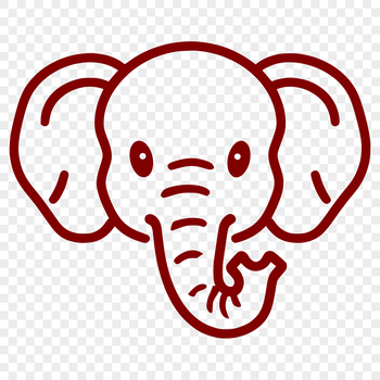 A simple line drawing illustration of a large African savanna elephant's head.