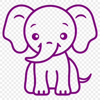A simple line drawing of an elephant in full body pose.