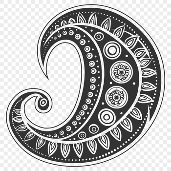 A stylized, ornate paisley shape design for various digital applications.