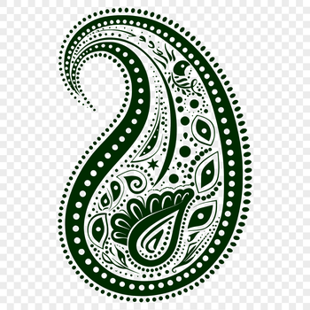 A stylized paisley shape with intricate details, suitable for various graphic design applications.