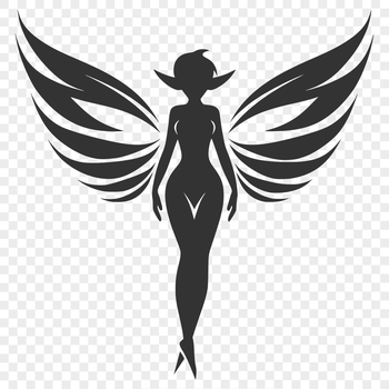 A mythical fairy with wings and flowing hair, depicted in colorful vector art.