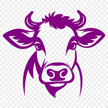 A simple illustration of a cow's head, suitable for vector design.