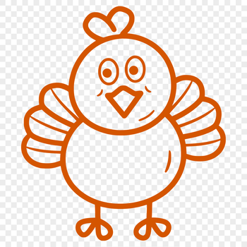 A simple line drawing of a full-body turkey.