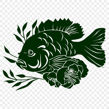 An SVG design of a white crappie against a subtle background.