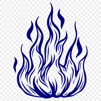 A stylized illustration of flames in a circular shape.