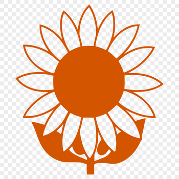 A simple line drawing of a sunflower plant, suitable for gardening and floral design projects.