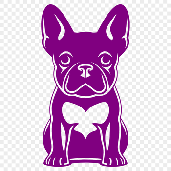 A full-body illustration of a French bulldog sitting on its haunches, suitable for use in graphic design and digital art.