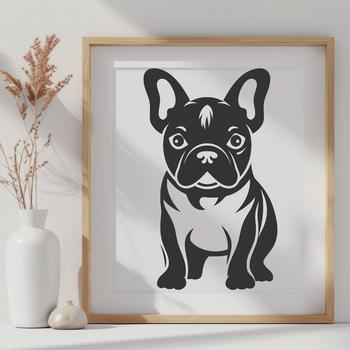 A full-body illustration of a standing French Bulldog, suitable for vector design.