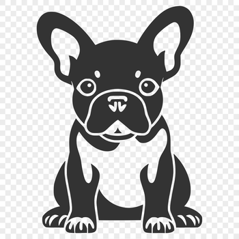 A full-body illustration of a relaxed French Bulldog sitting in a natural pose.