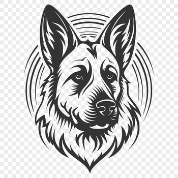 A high-quality digital illustration of a German Shepherd's head, created as a vector graphic.