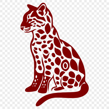 A close-up illustration of an ocelot in full body pose.