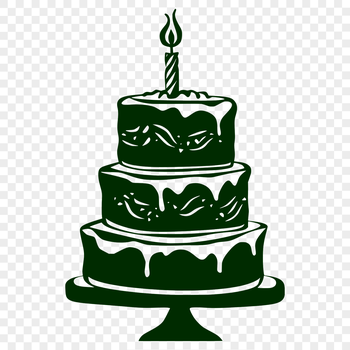 A vector graphic design of a birthday cake suitable for cutting out with a craft cutting machine or laser cutter.