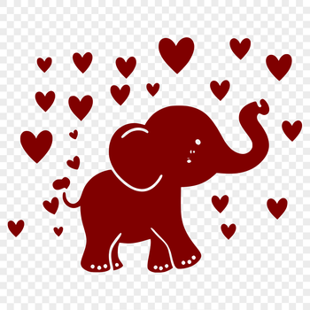 SVG vector art of an elephant with a decorative design element, suitable for digital cutting machines or laser cutters.
