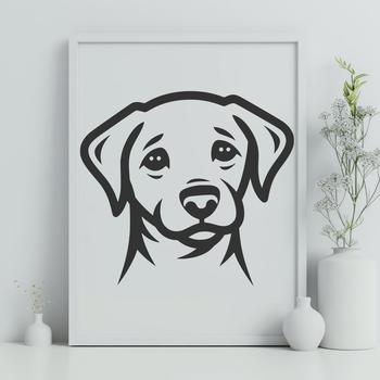 Simple line drawing of a Labrador Retriever's head, ideal for personal or commercial vector art projects.