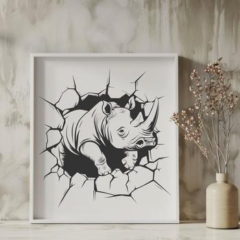A close-up illustration of a rhino's face with distinctive features and texture, suitable for vector designs.