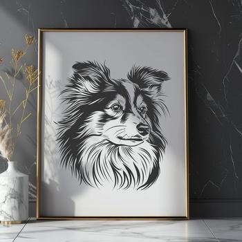 A profile view of a Shetland Sheepdog's head, showcasing its distinctive features.