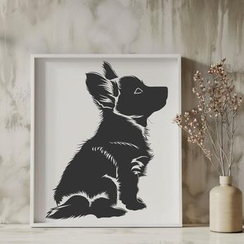 A cute, full-body illustration of a sitting Welsh Corgi breed dog.