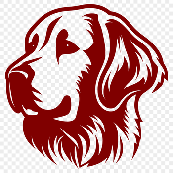 A detailed illustration of a Golden Retriever's head with its distinctive golden coat and floppy ears.
