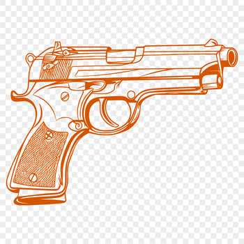 A high-resolution vector graphic illustration of a gun, suitable for digital design and cutting applications.